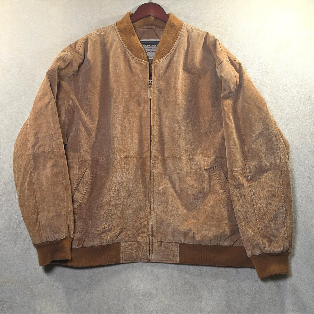 Himalaya Outfitters Vintage 90s Tan Suede Bomber Jacket Mens 3X Big Full Zip